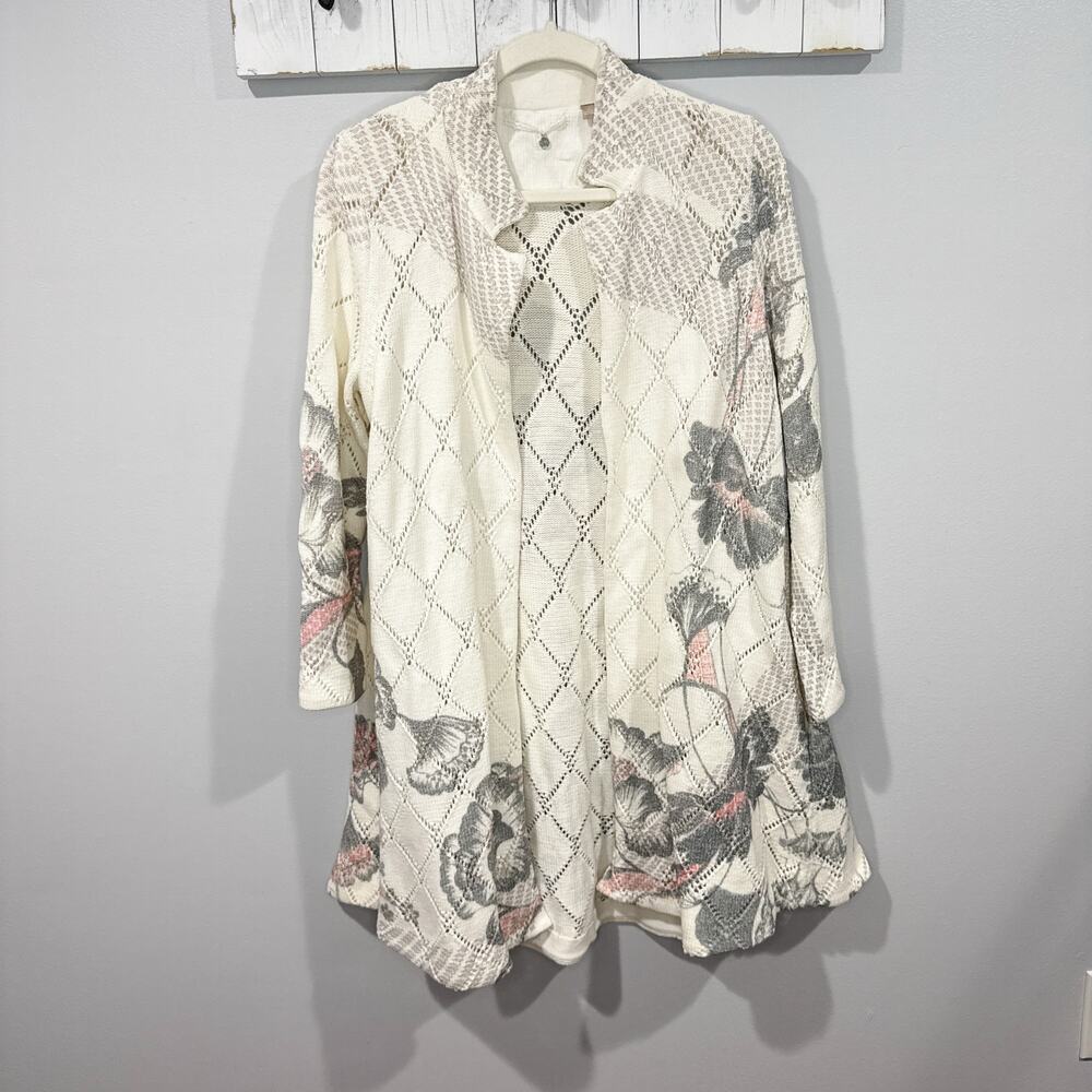 Anthropologie Knitted & Knotted Open Knit Floral Cardigan S